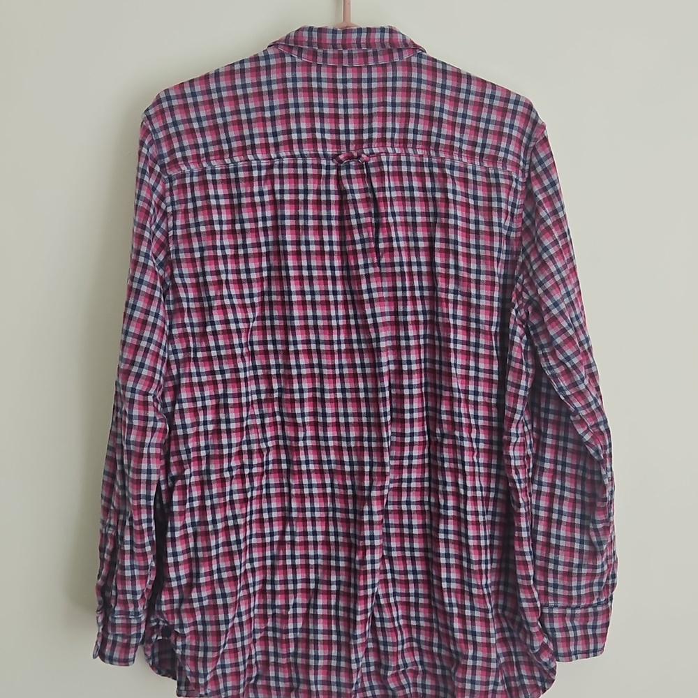 Navy and Pink Plaid Long-Sleeve Button Up Shirt - Picture 8 of 11